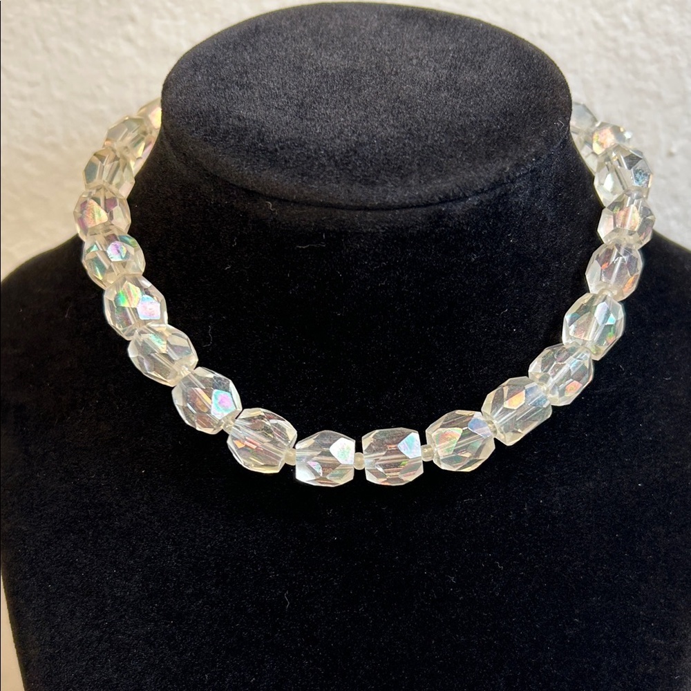 West Germany Vintage AB Crystal Beaded Choker Necklace